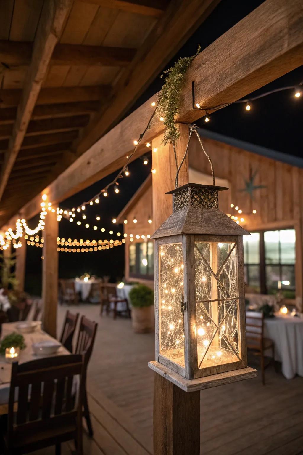 Series of sparkles inside lights fashion an enchanting luminescence.