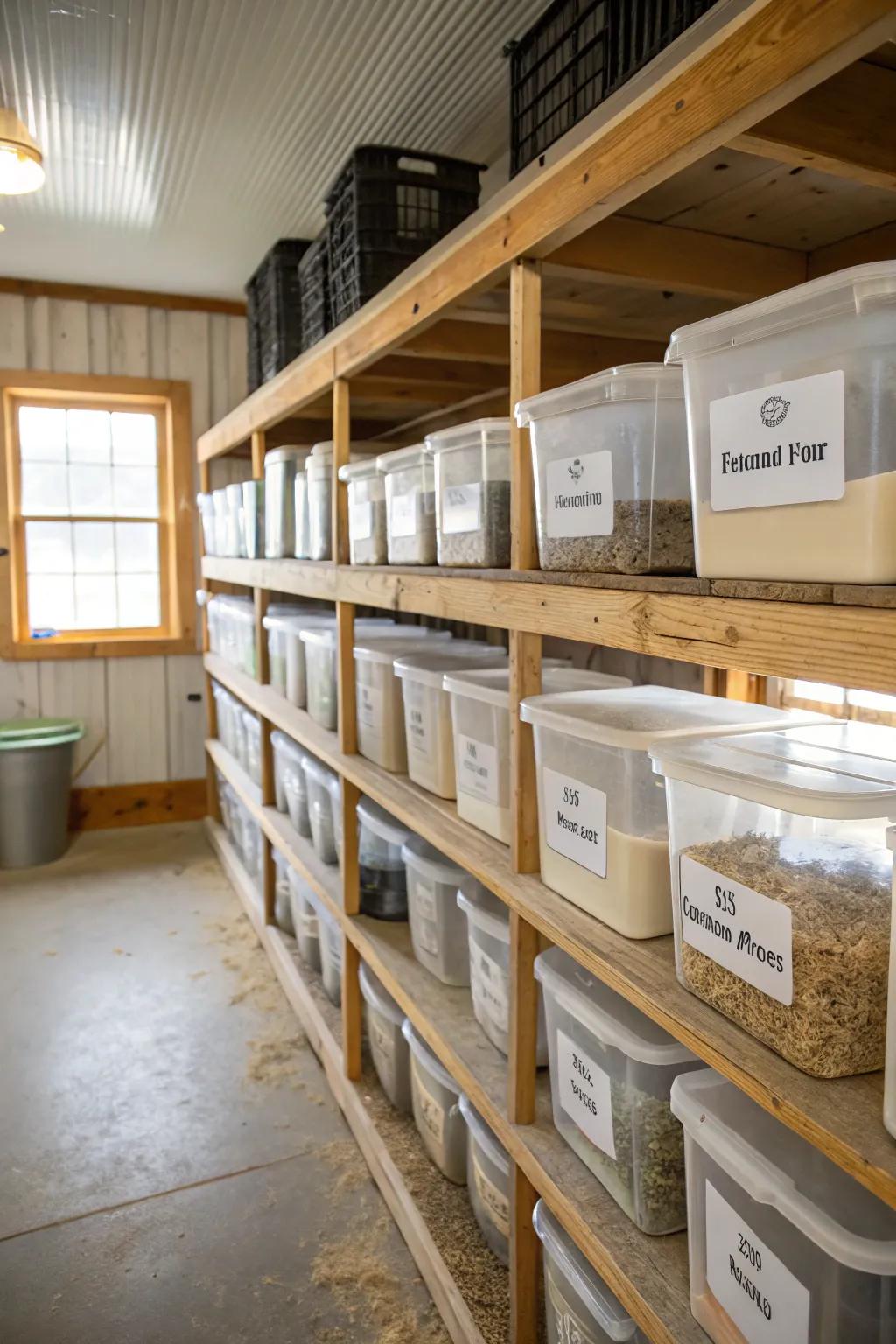 See-through storage promotes order and efficiency.