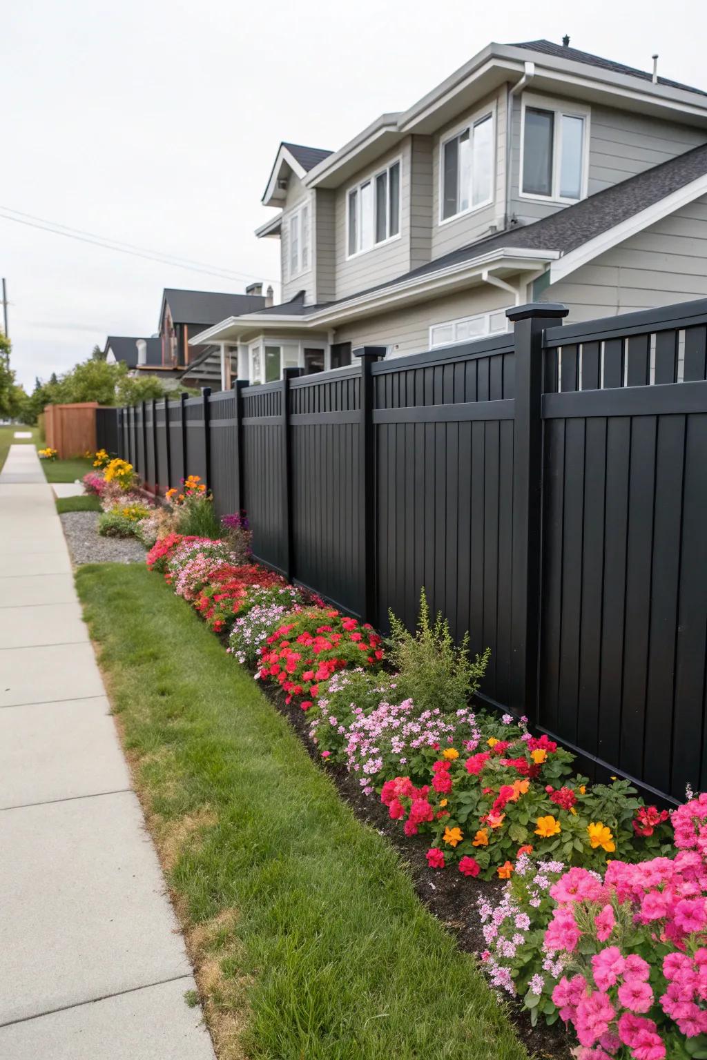 An elegant black synthetic barrier injects modern flair.