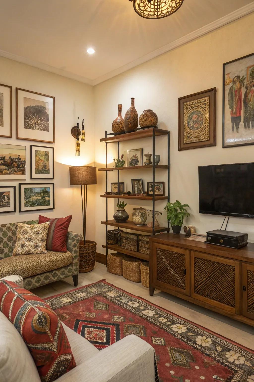 Thoughtful decorative pieces boost room energy.