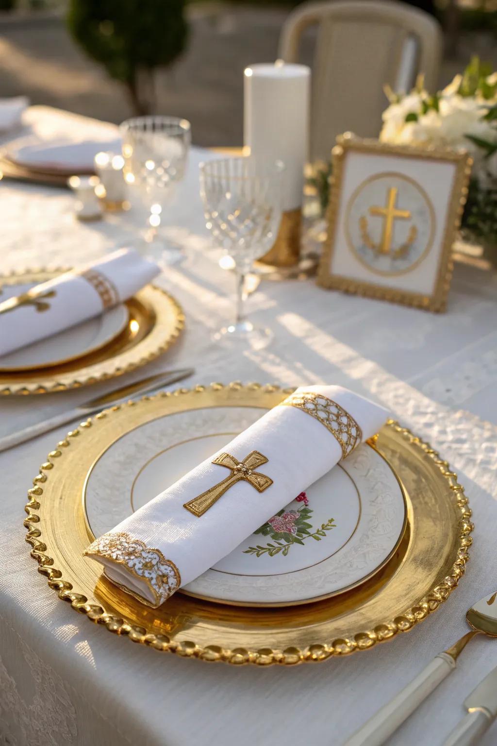 Themed table arrangements enhance the dining experience with grace and significance.