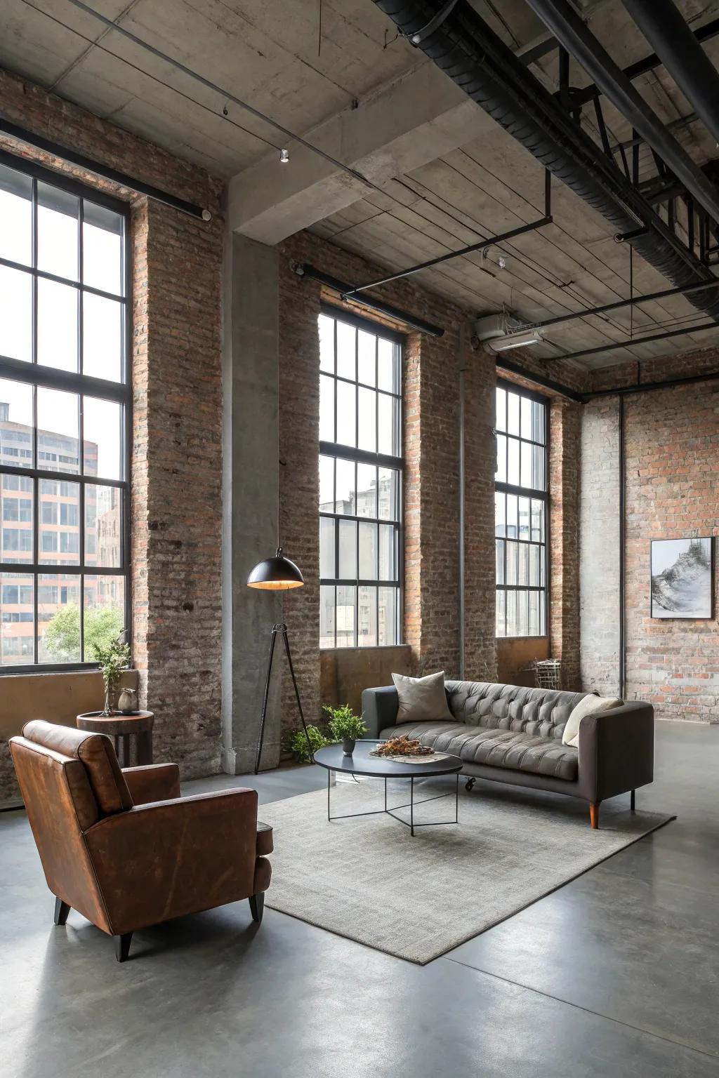 Concrete floors introduce an urban edge to contemporary styles.