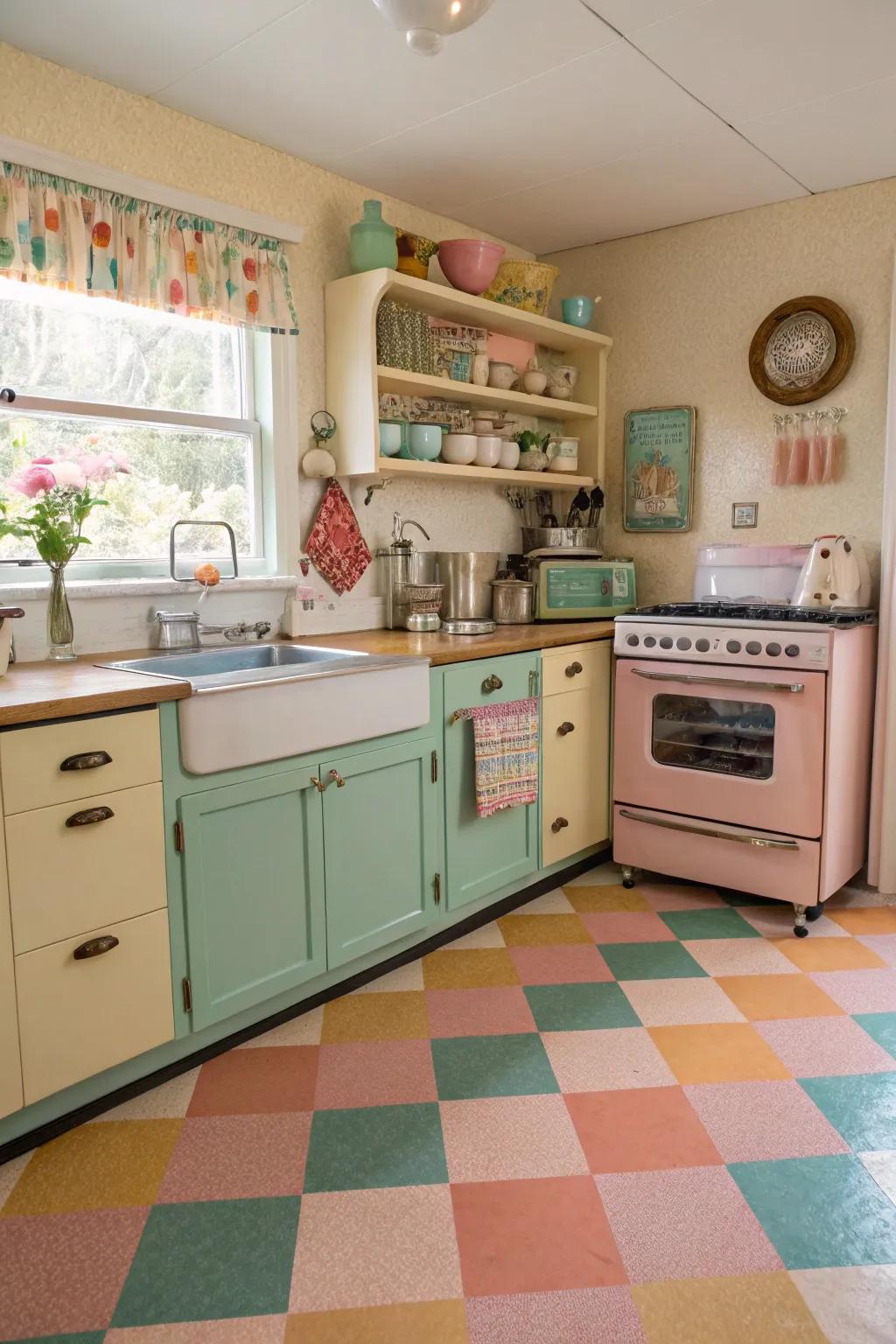 Nostalgic flooring can infuse a playful and reminiscent element into any space.