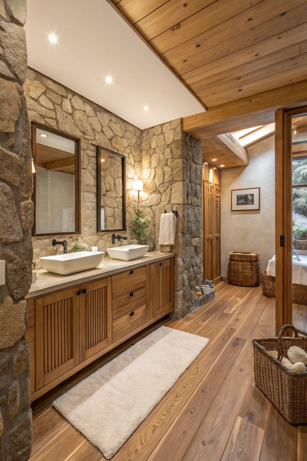 Raw elements bring warmth and a touch of nature indoors.