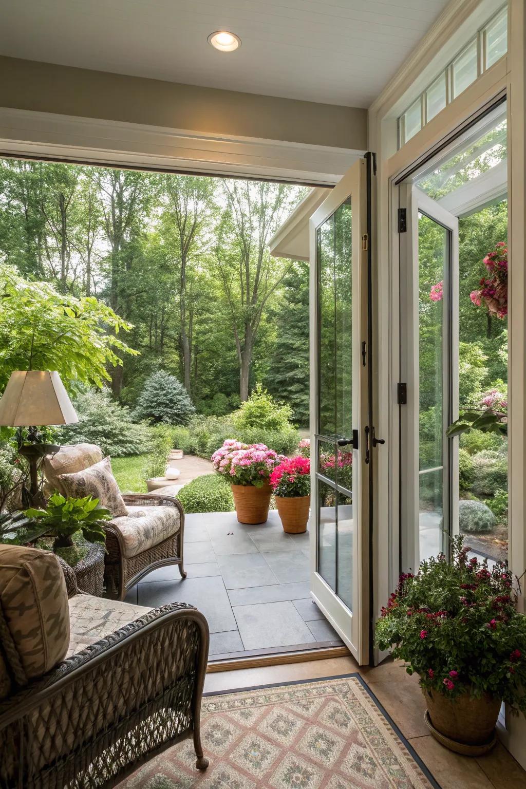 Smooth outdoor access with elegant sliding doors.