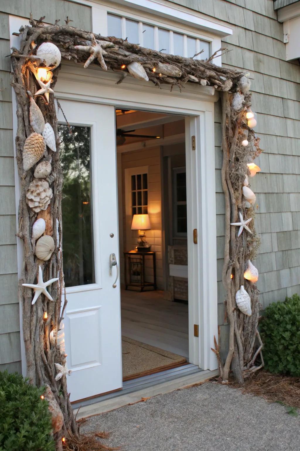 Convey the seaside to your entryway using a maritime-themed garland.