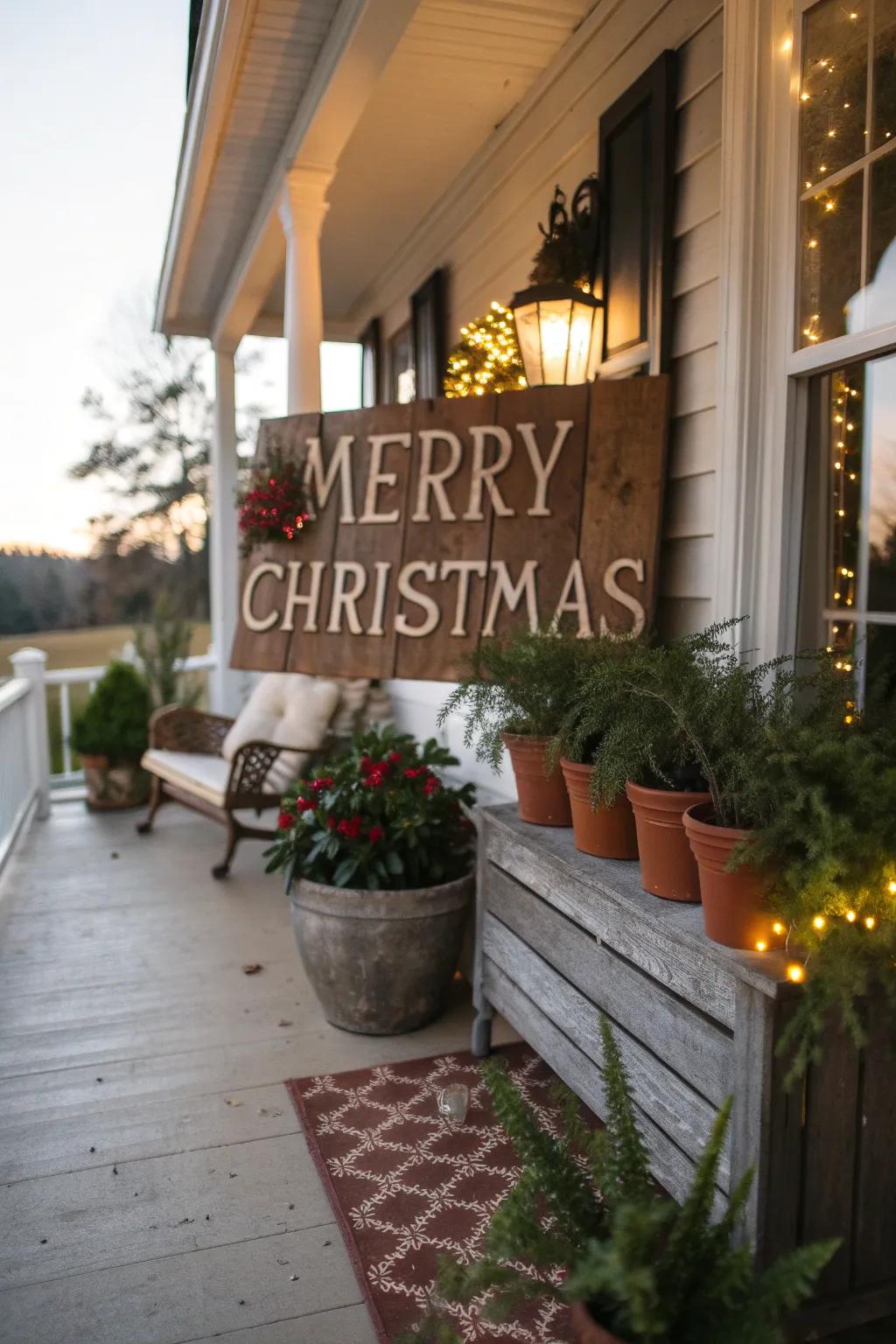 Countryside signage contributes character and festive allure to your deck.