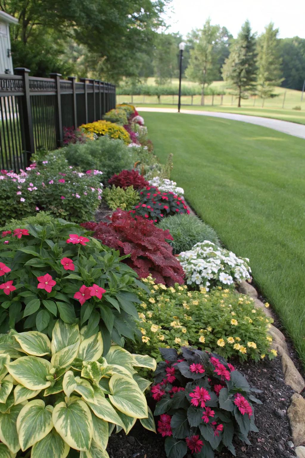 Use feel and difference to create an engaging flower bed.