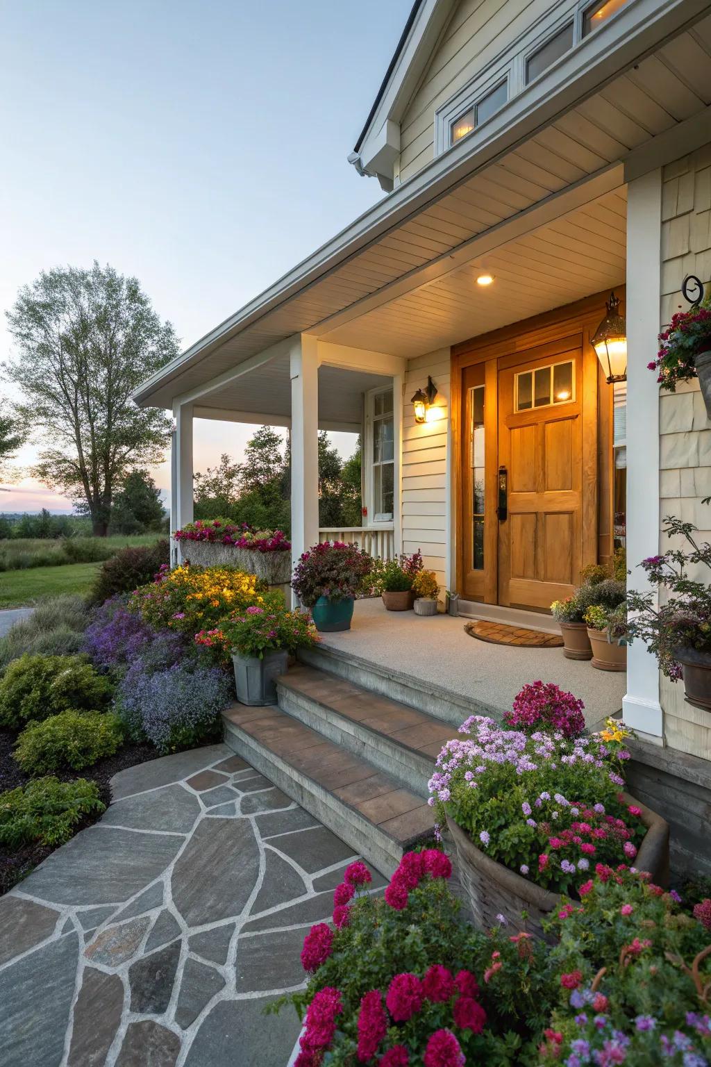 Merge your balcony with your flower beds to create a unified aesthetic.