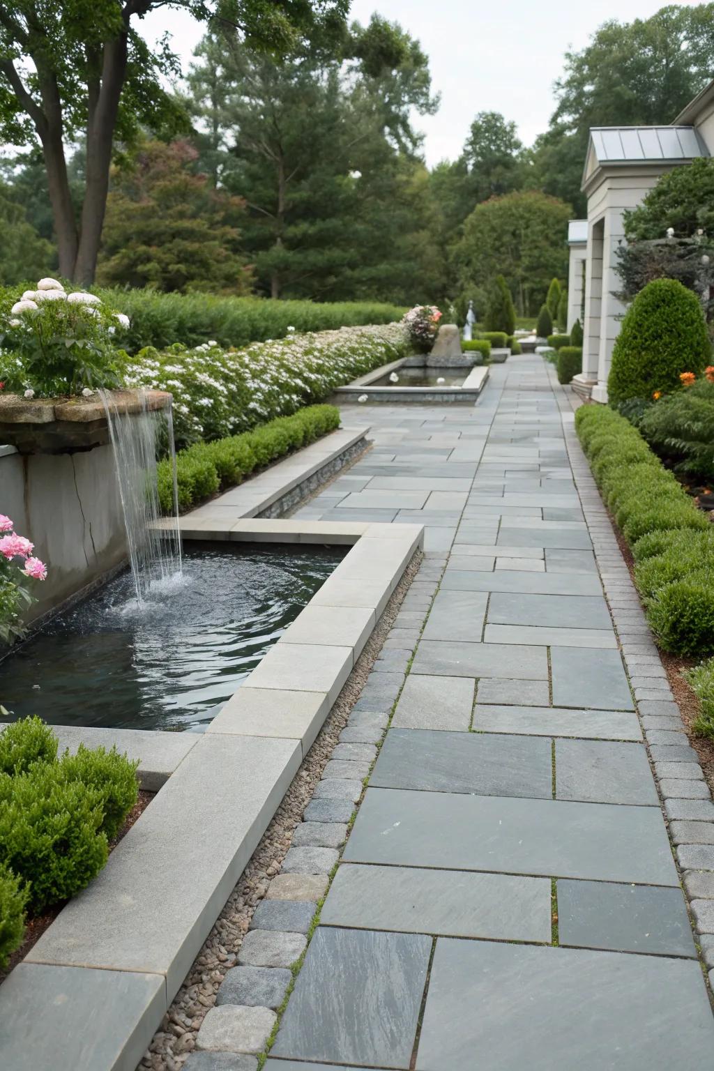 Azure stone pavers inject refinement and sophistication into your landscape.