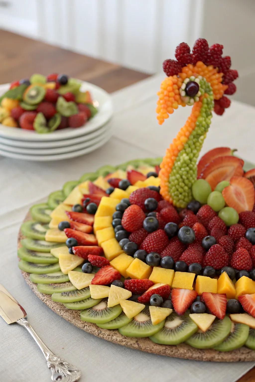 An exotic bird-inspired fruit display is guaranteed to leave a lasting impression.
