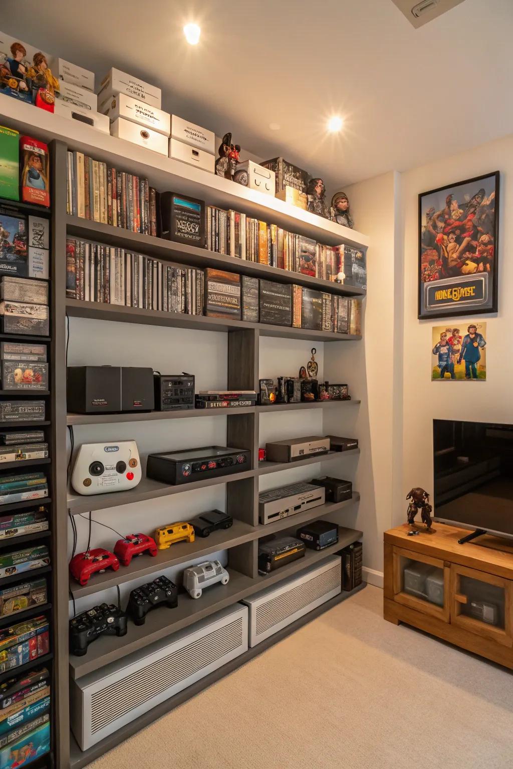 Structured storage ensures your gaming necessities are always within reach.