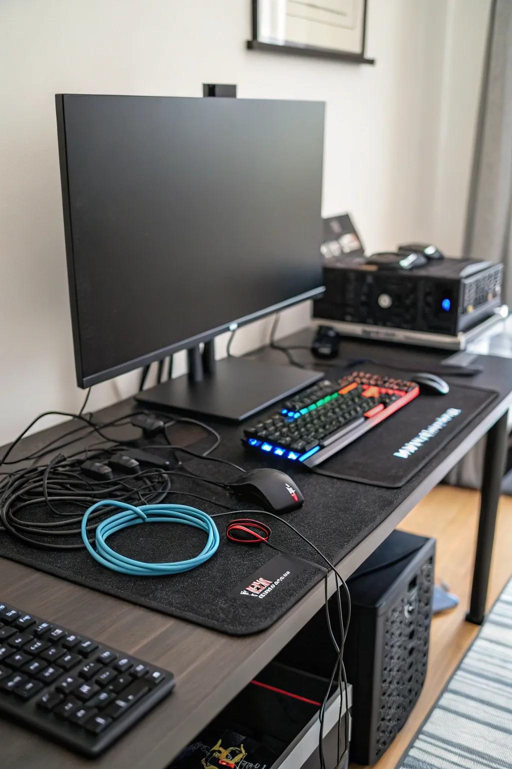 Effective cable management keeps your gaming setup clean and organized.