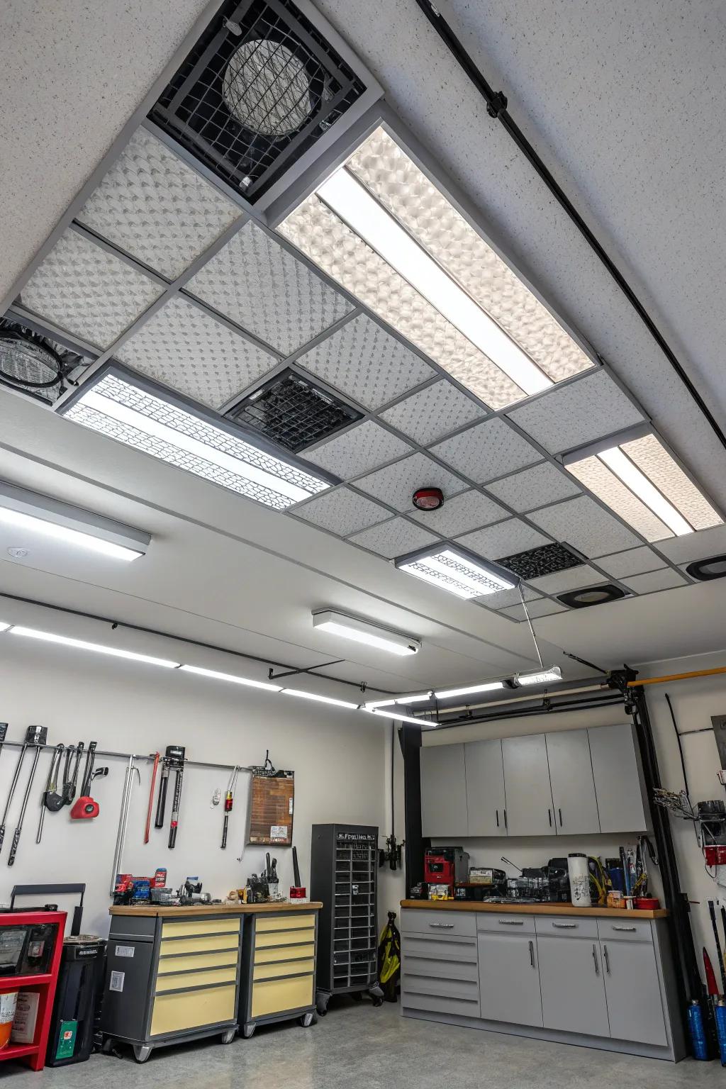 Integrated Light-Emitting Diode lights deliver effective and elegant illumination for your garage.