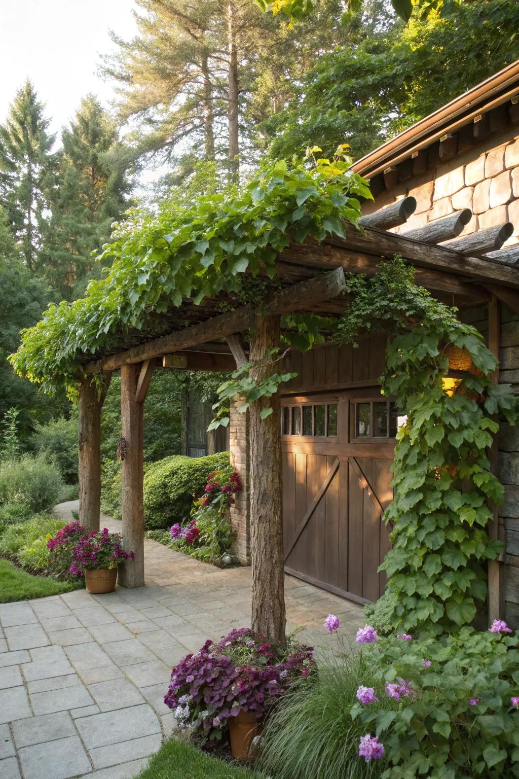 Rural branch feature accentuated by climbing vines.