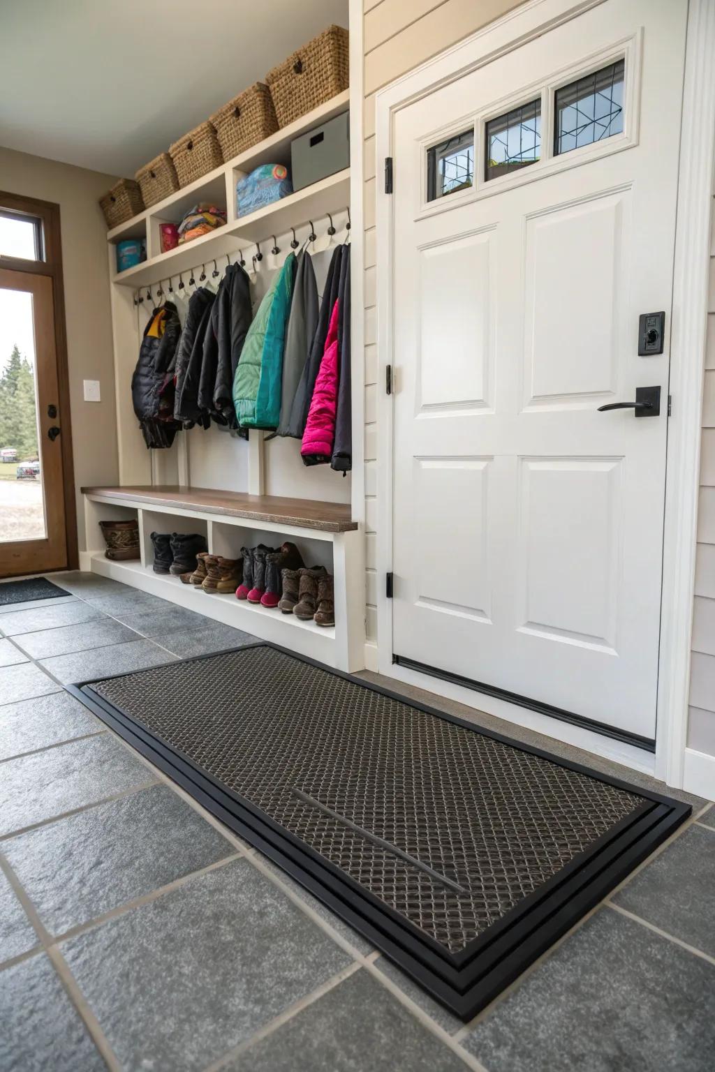 Resilient mats assist in keeping grime controlled, protecting your floors beyond the mudroom.