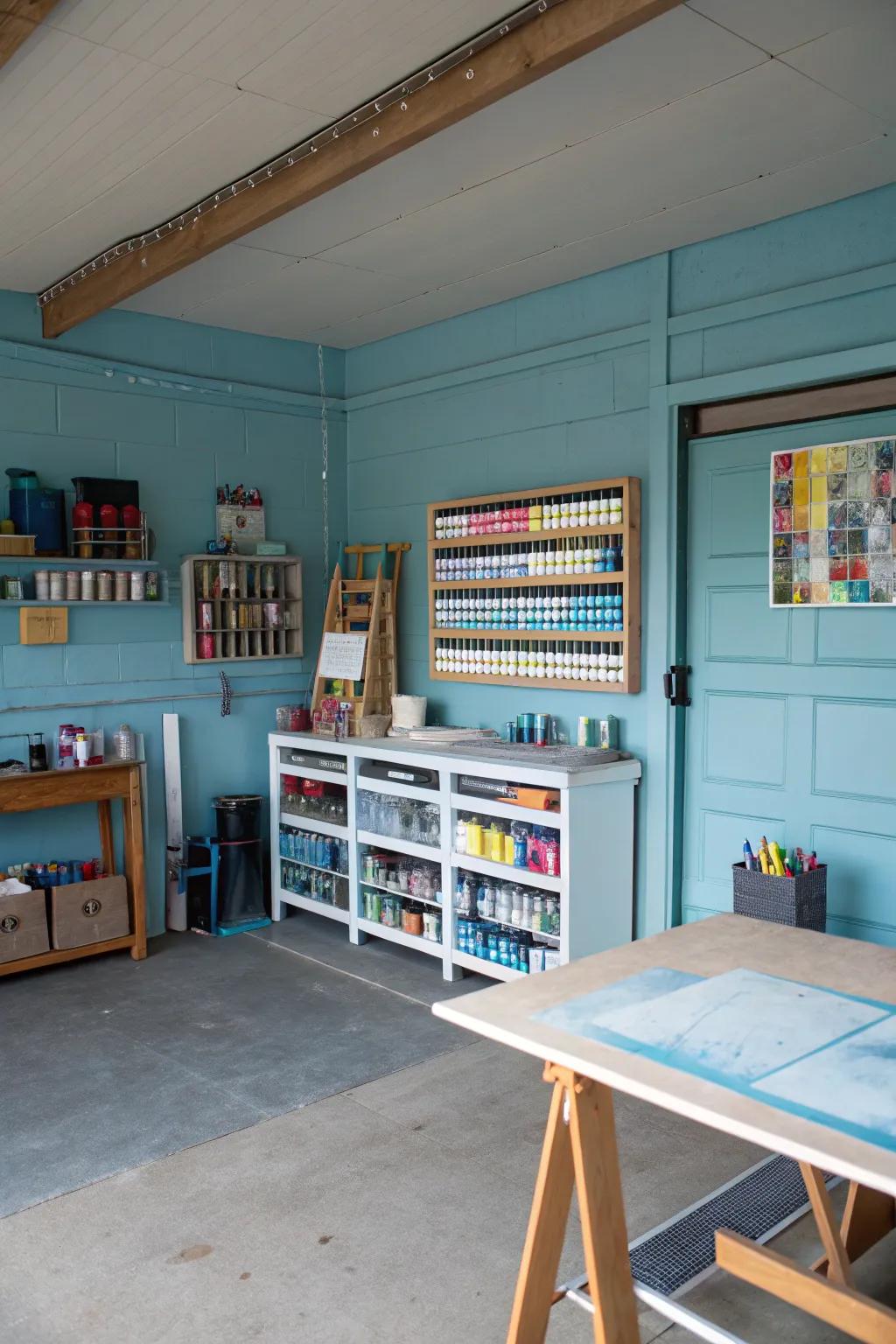 Any garage setting will benefit from blue's serenity and concentration.