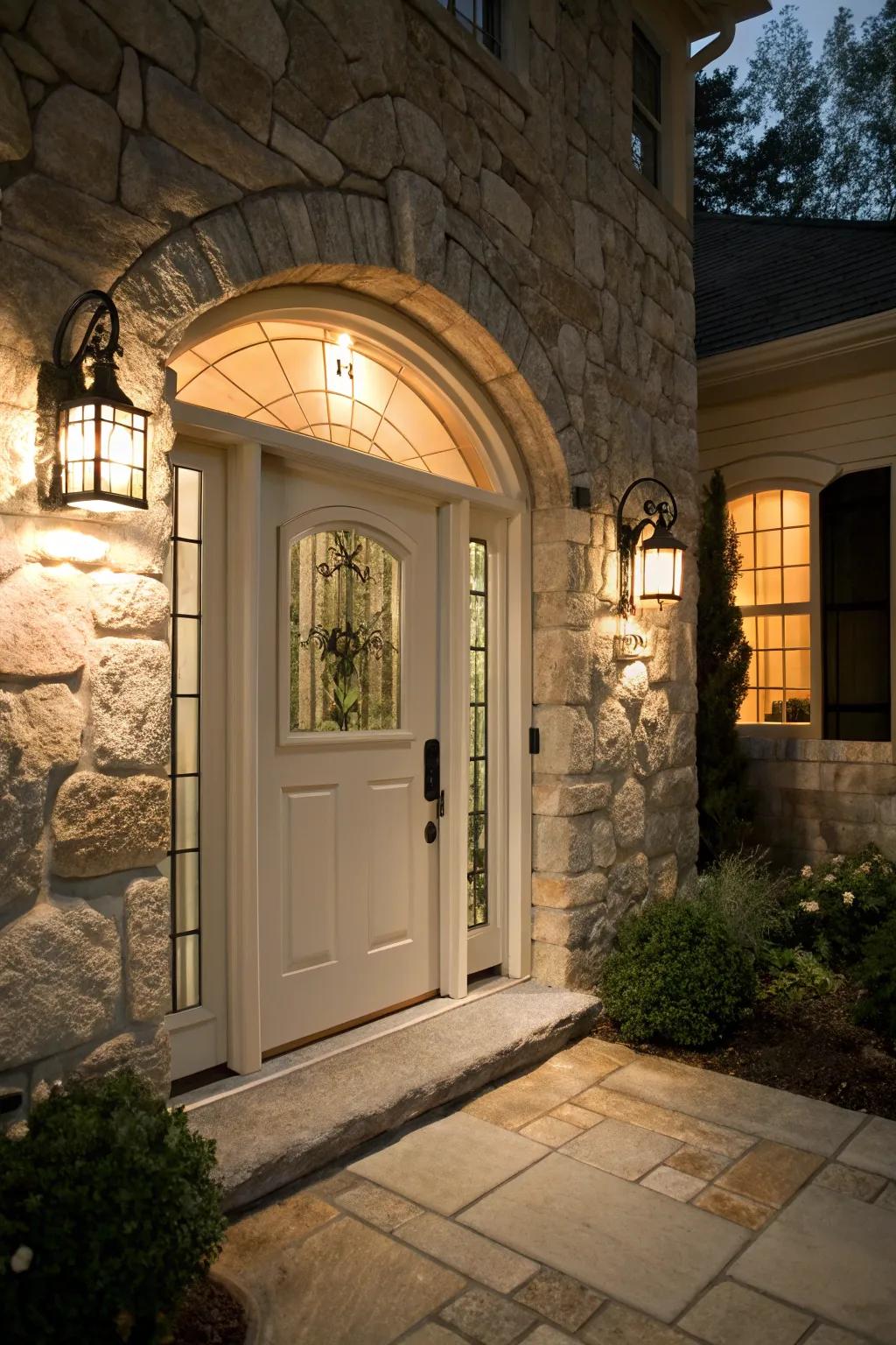 A curved design infuses this entryway with an air of grandeur.