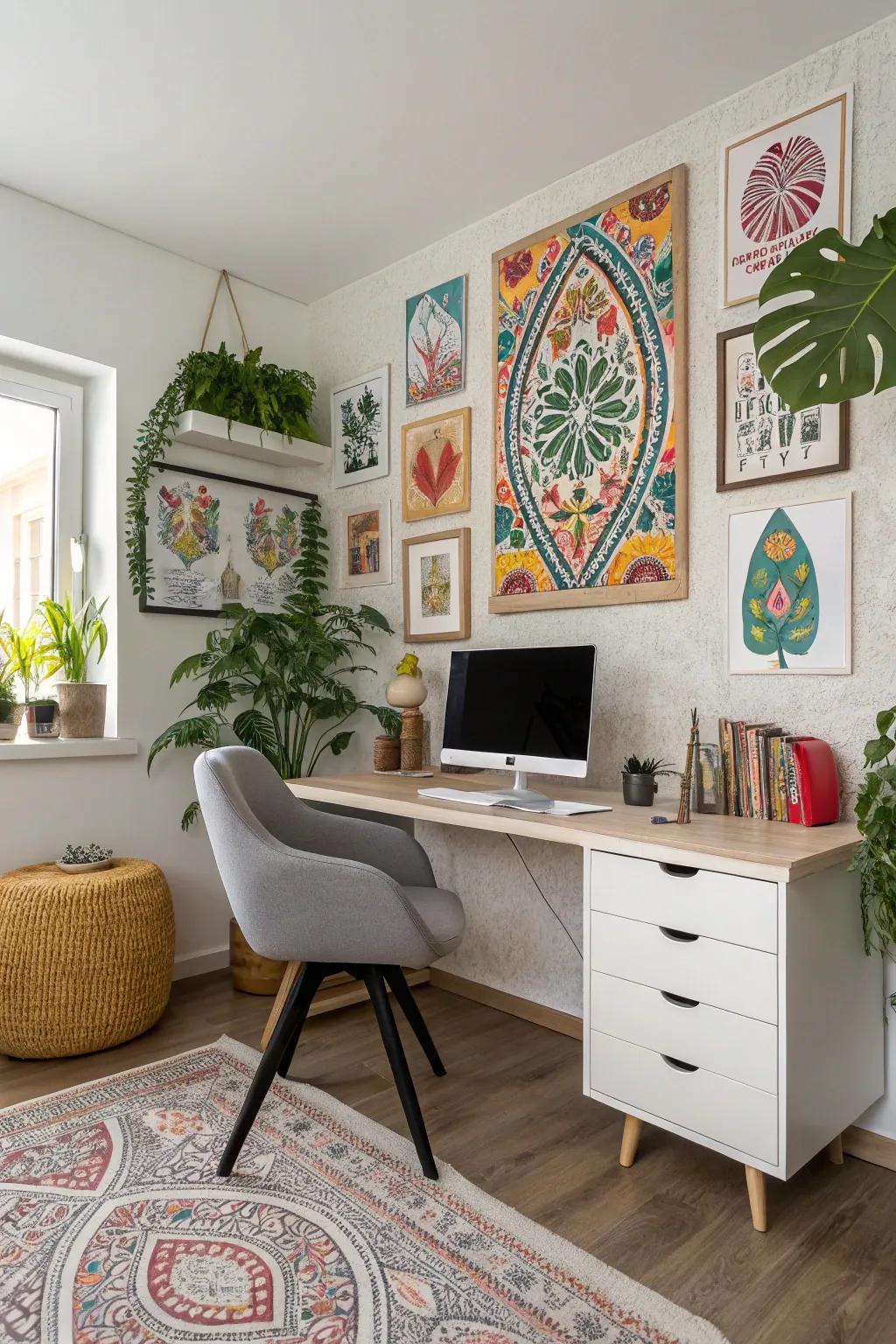 Stimulating creativity with striking ornamental wall decor.