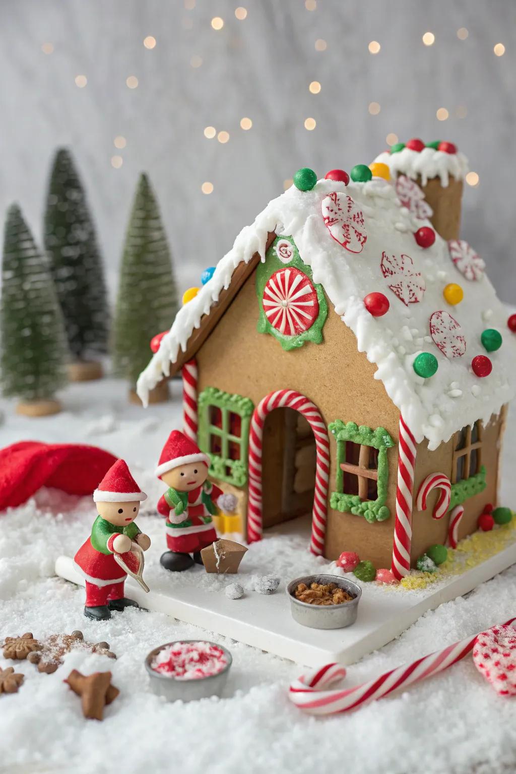 Santa's artisan's studio gingerbread house, brimming with yuletide exuberance.