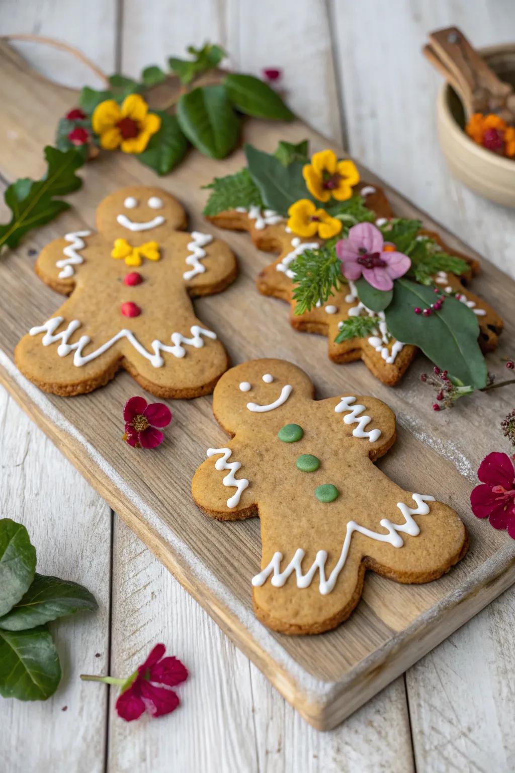 Nature-themed gingerbread figures, ideal for admirers of the outdoors.