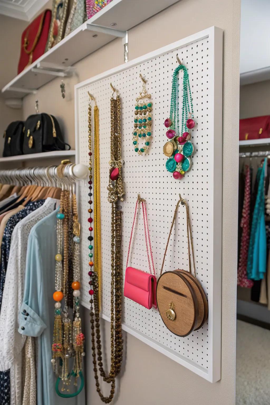 Pegboards are a stylish method to display your extras.