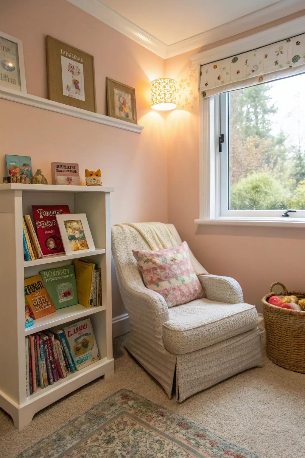 A reading nook ideal for bedtime narratives.