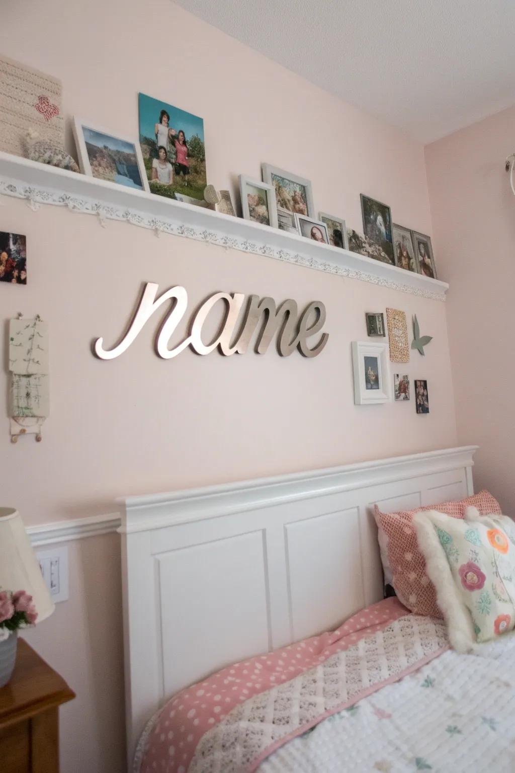 Bespoke name emblems add a personal touch to the room.