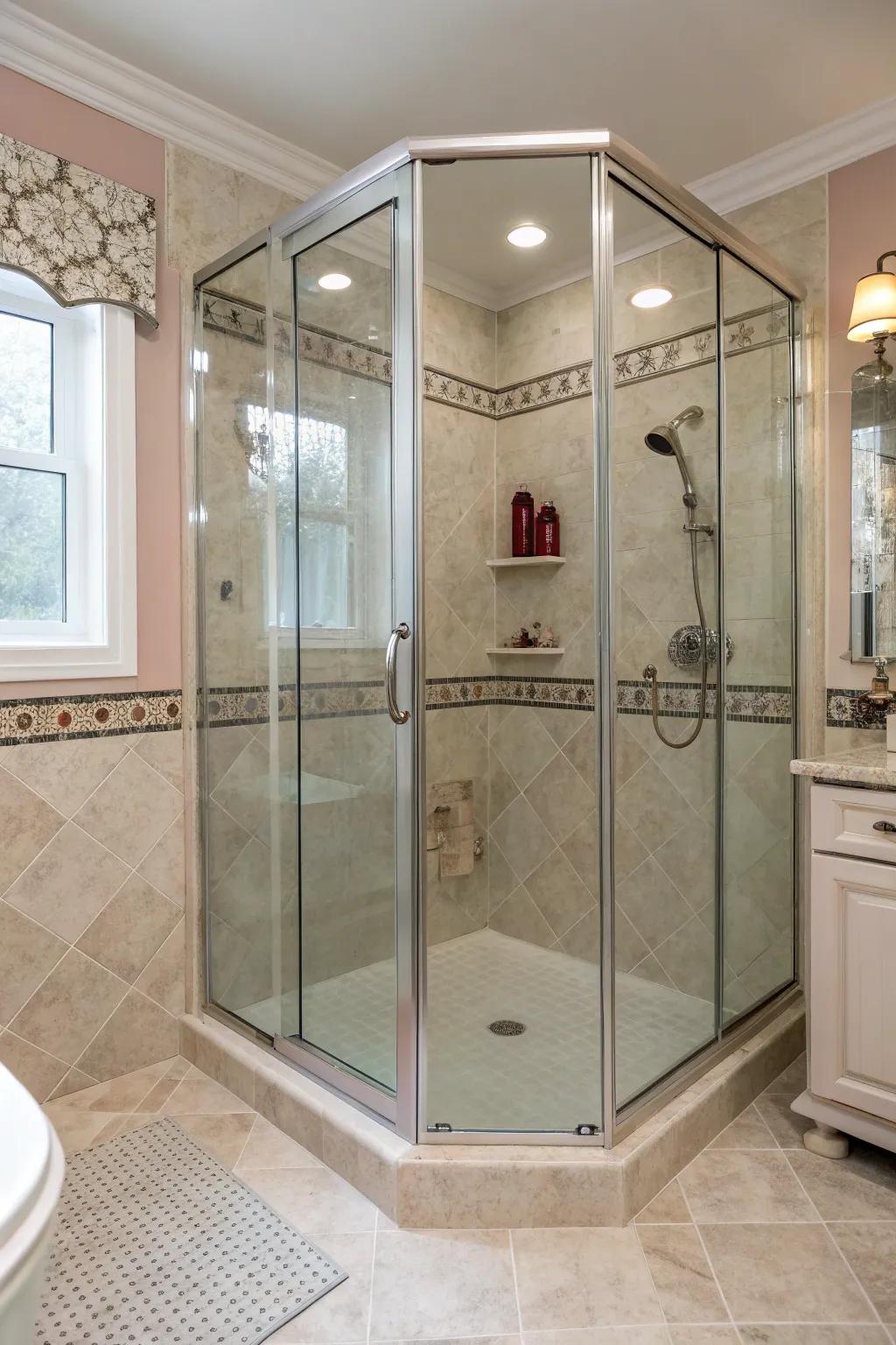 Multi-angle layouts integrate smoothly into corner spaces, enhancing bathroom designs.