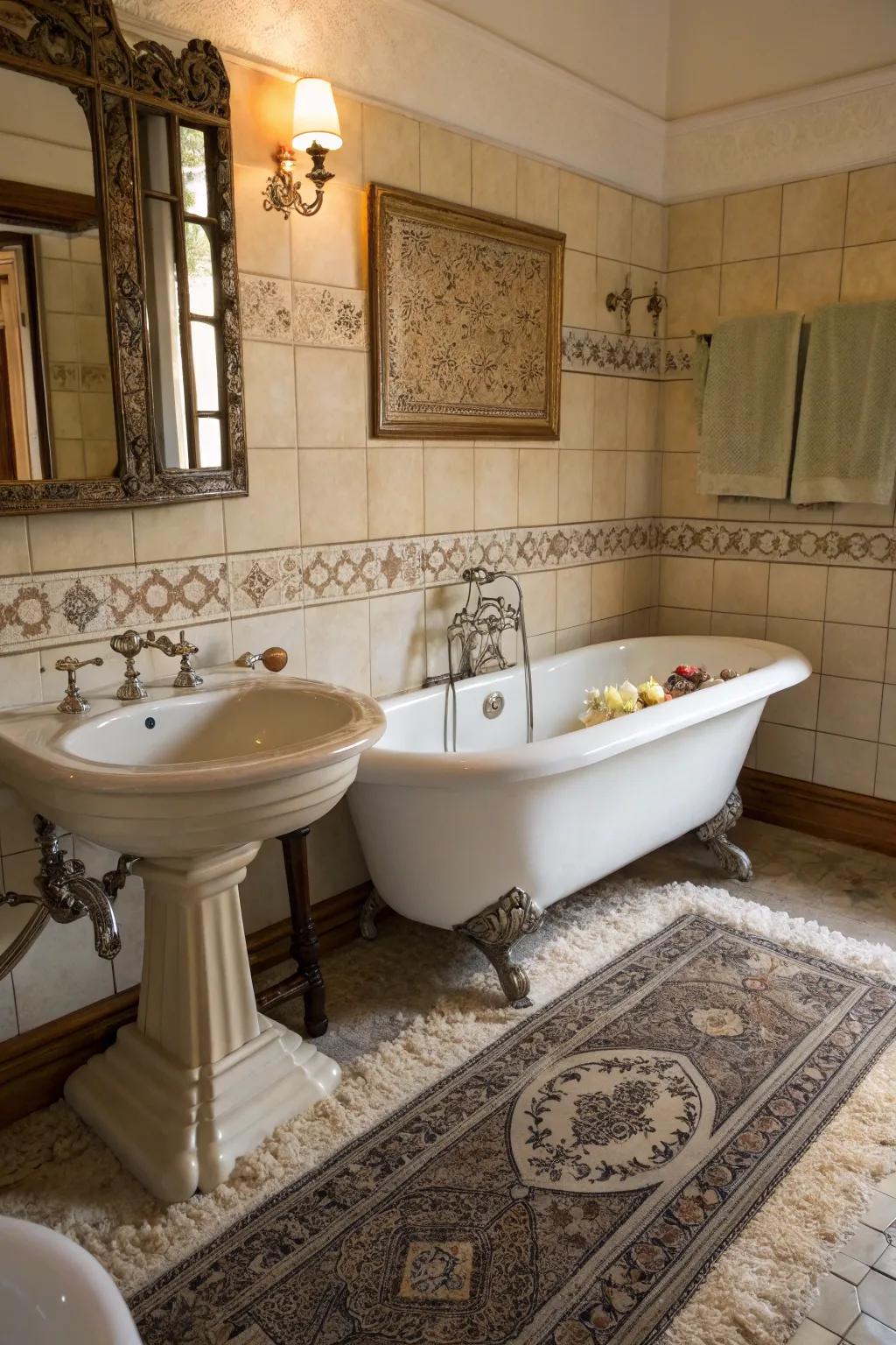 Traditional features like clawfoot tubs evoke a sense of timelessness.