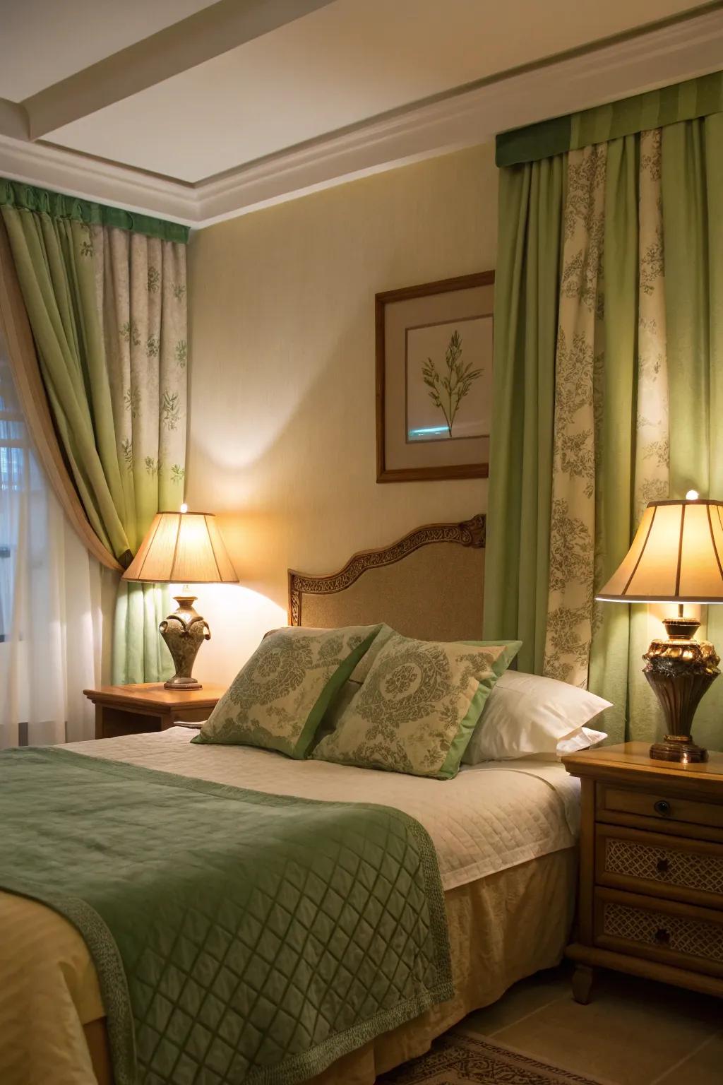 Warm illumination elevates the tranquility of the room.