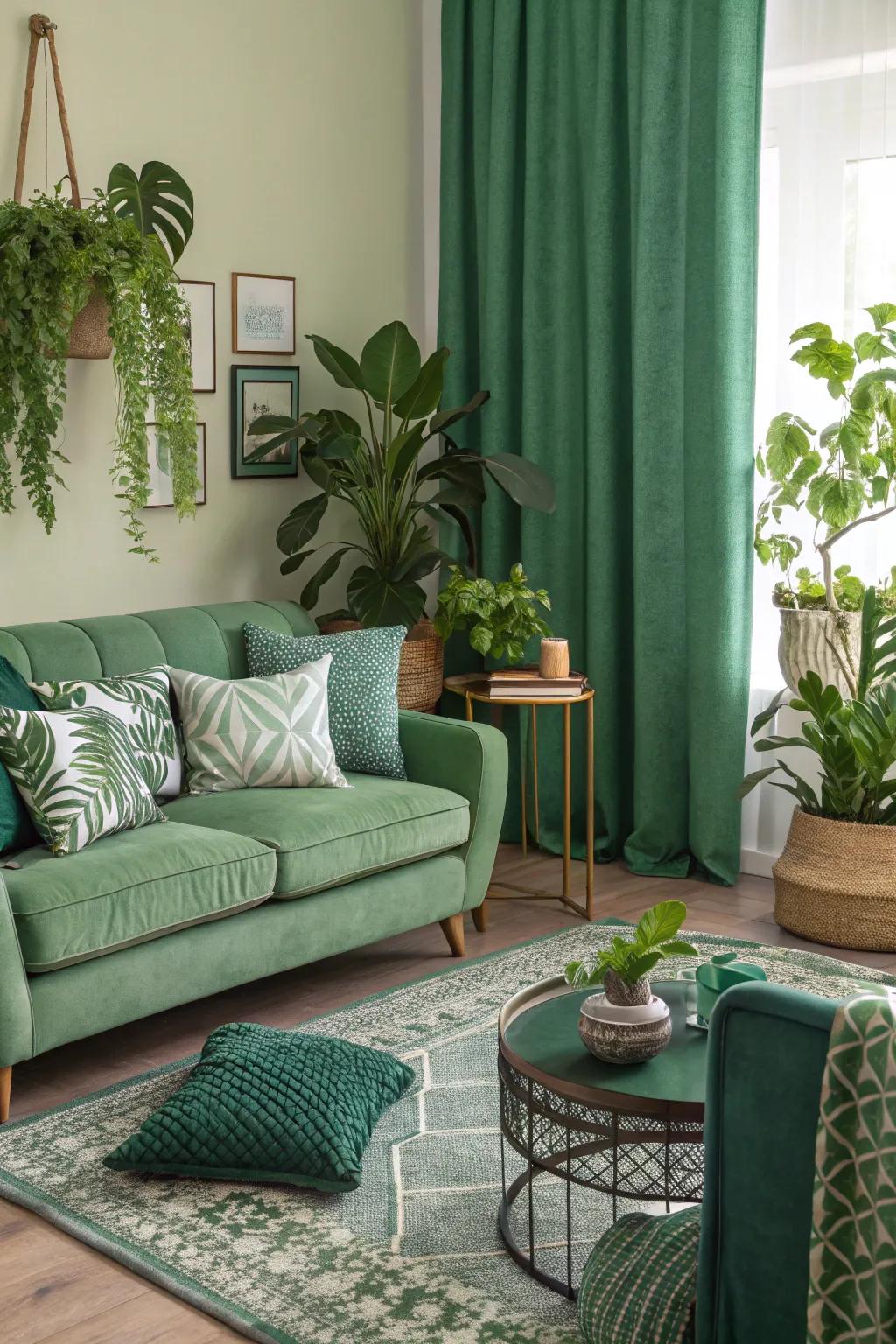 An amalgamation of verdant tones cultivates visual intrigue.