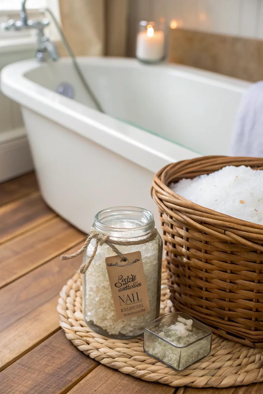 Lavish bathing salts for a peaceful soak.
