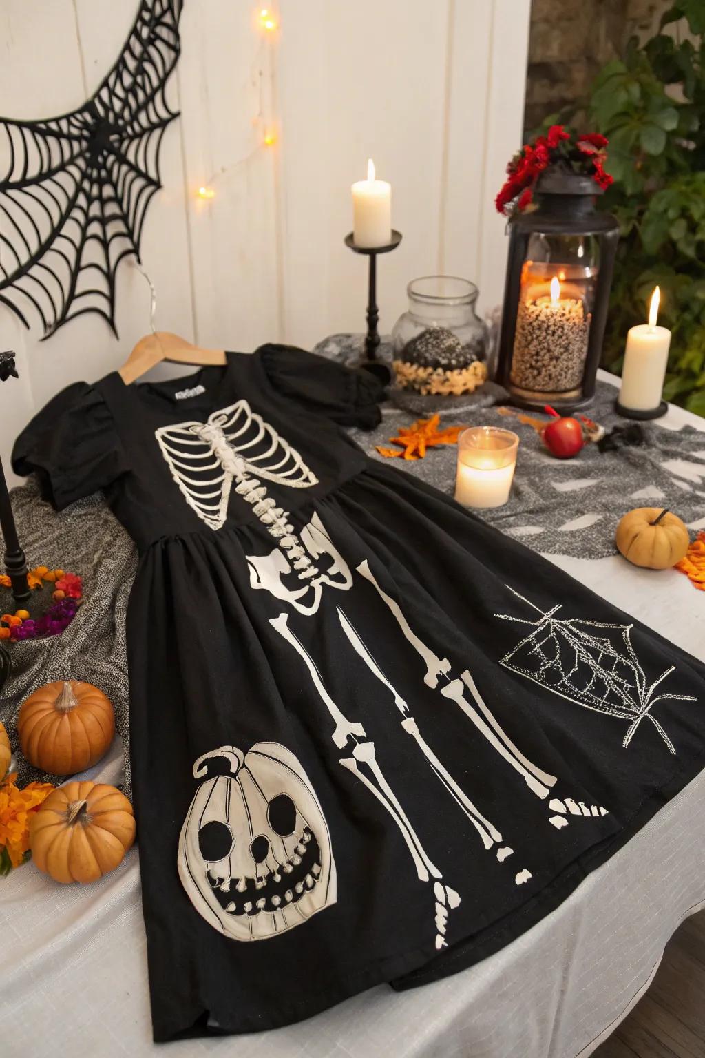 Breathe life into a skeleton with face paint and a dark gown.