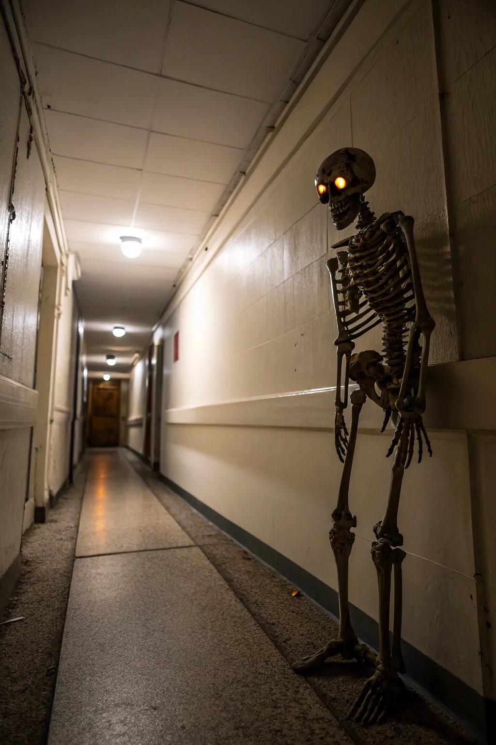 A boneyard figure introduces a classic Halloween touch.