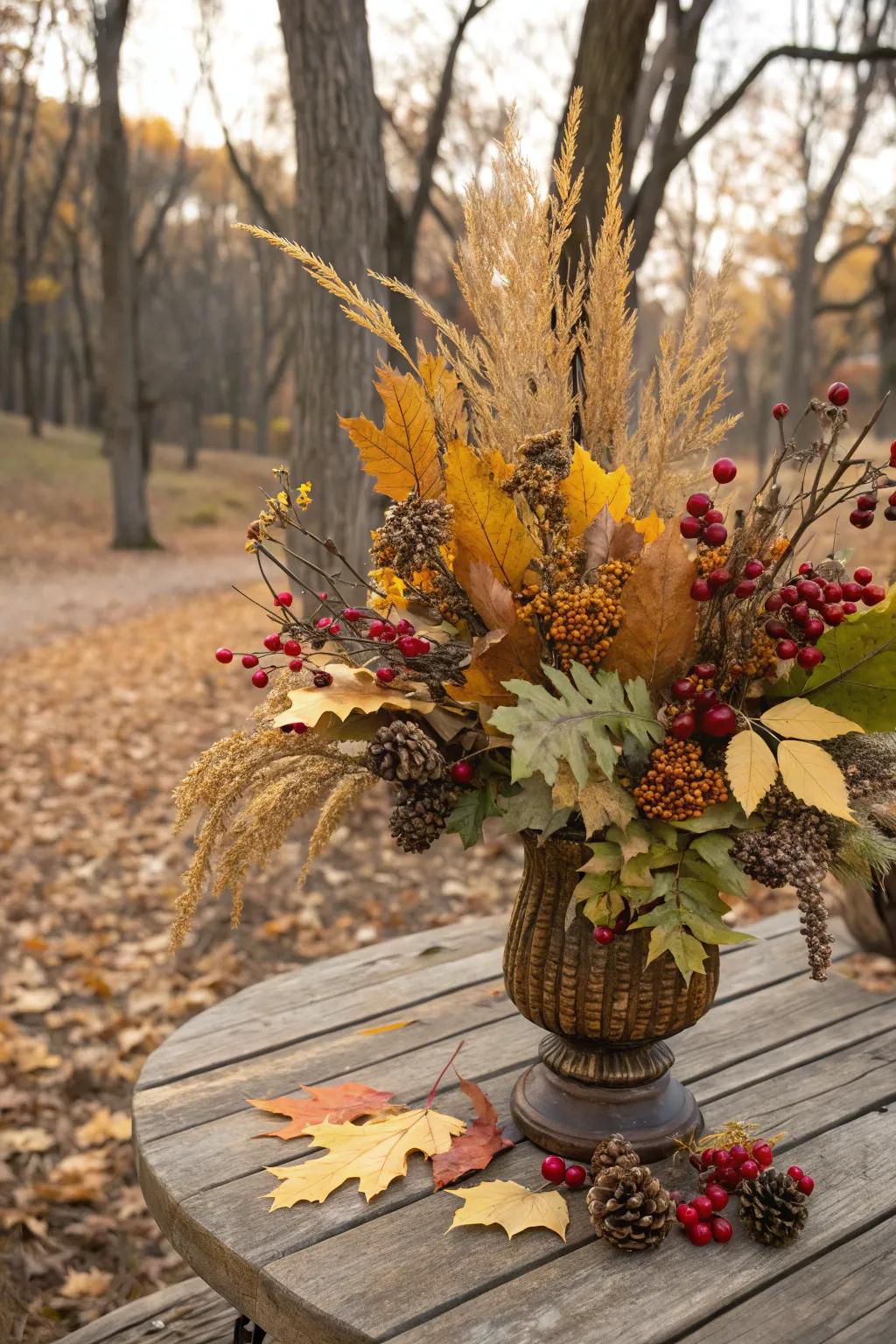 Autumnal vegetation contributes country charm to Halloween weddings.