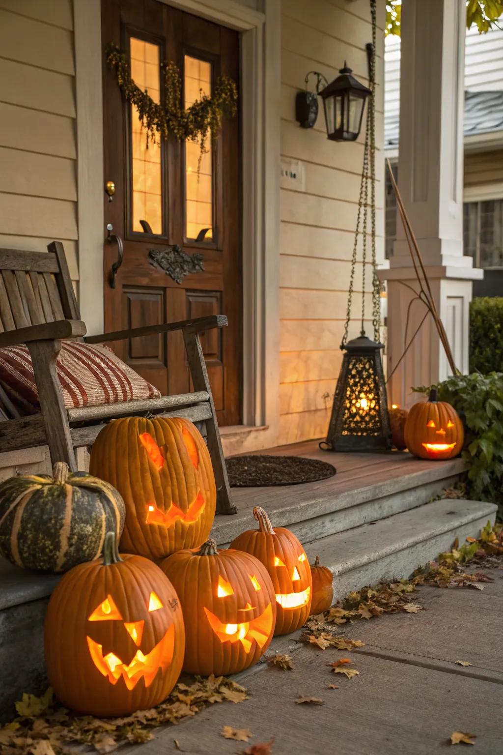 Gourds are a versatile adornment for fashioning a spooky ingress.