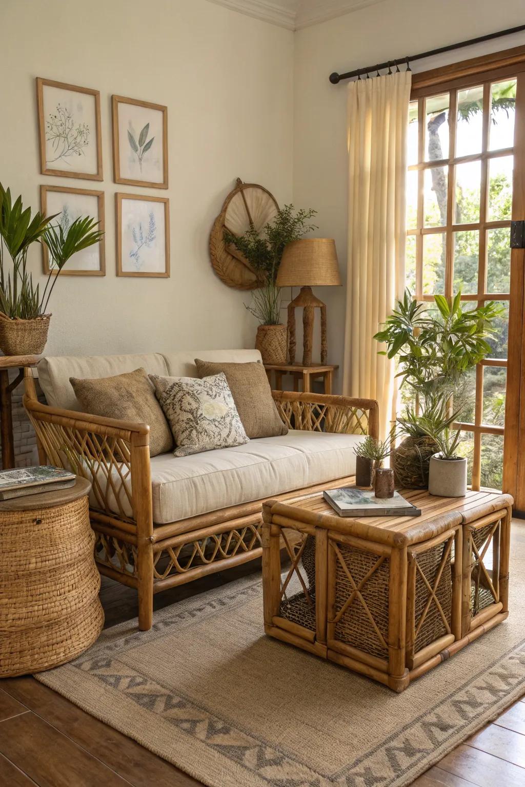 Bamboo and wood aspects bring a natural touch to your space.