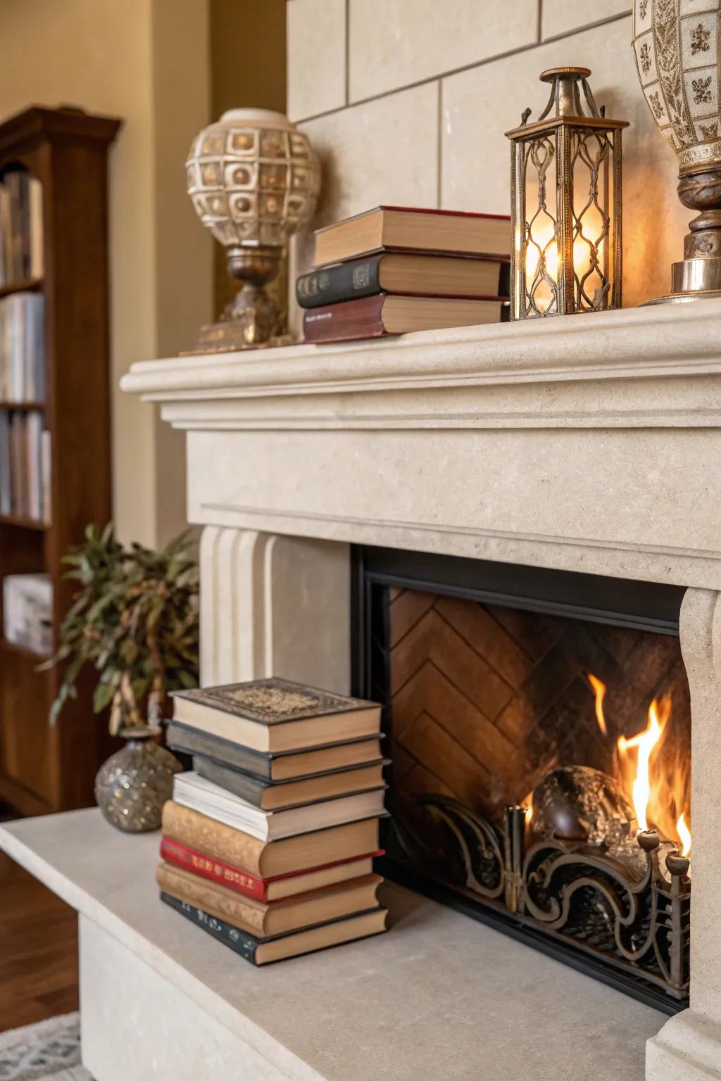 Literature introduces a hint of elegance and warmth to your mantelpiece.