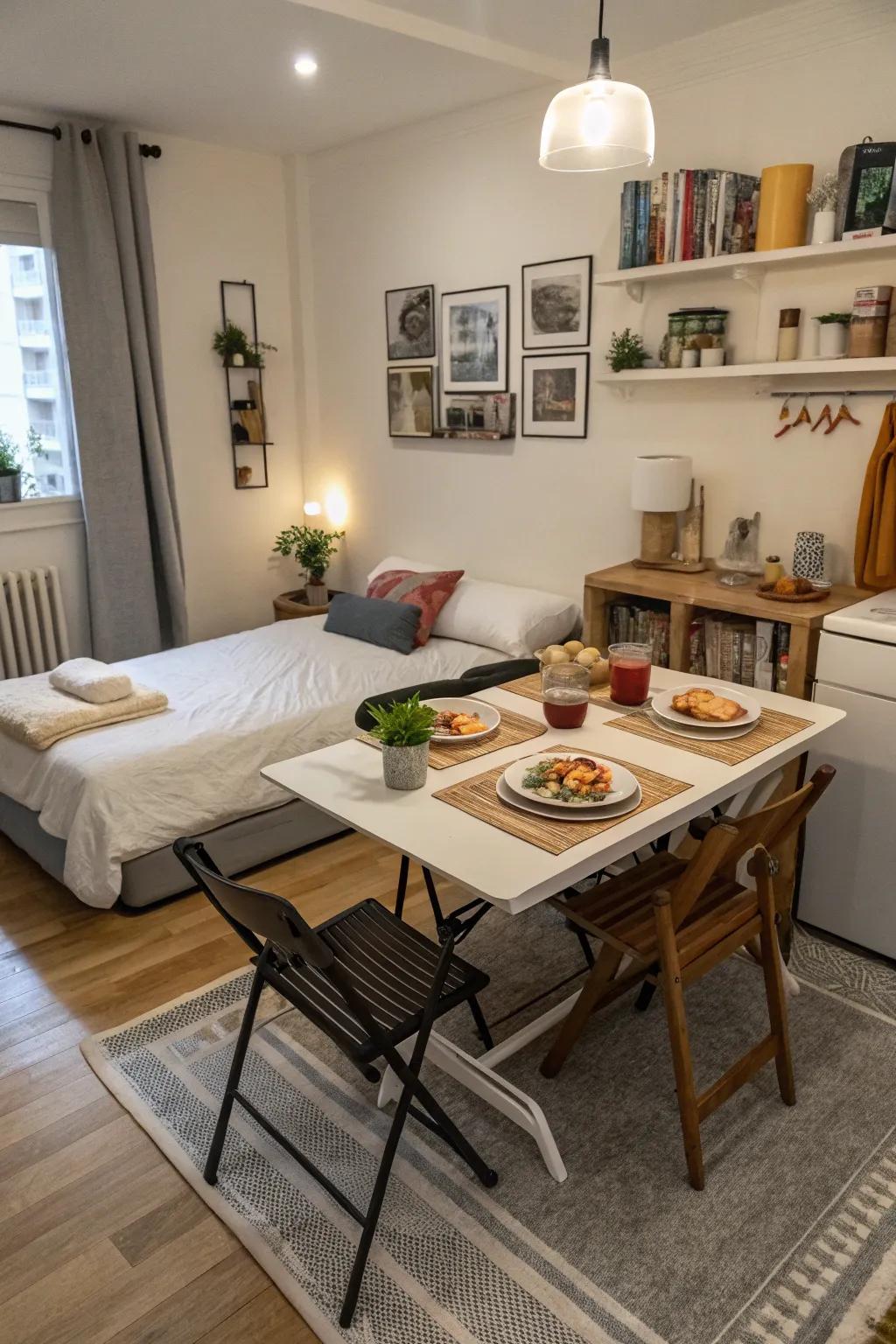 Dining table seamlessly transitioning into a bed