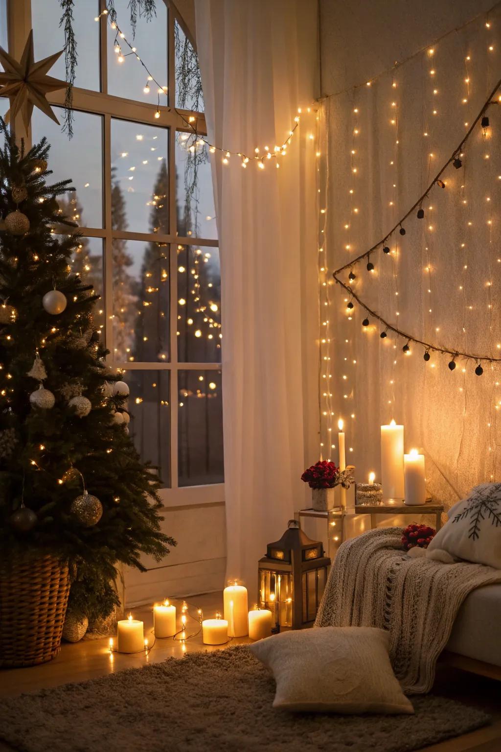 Warm lighting sets a magical holiday ambience.