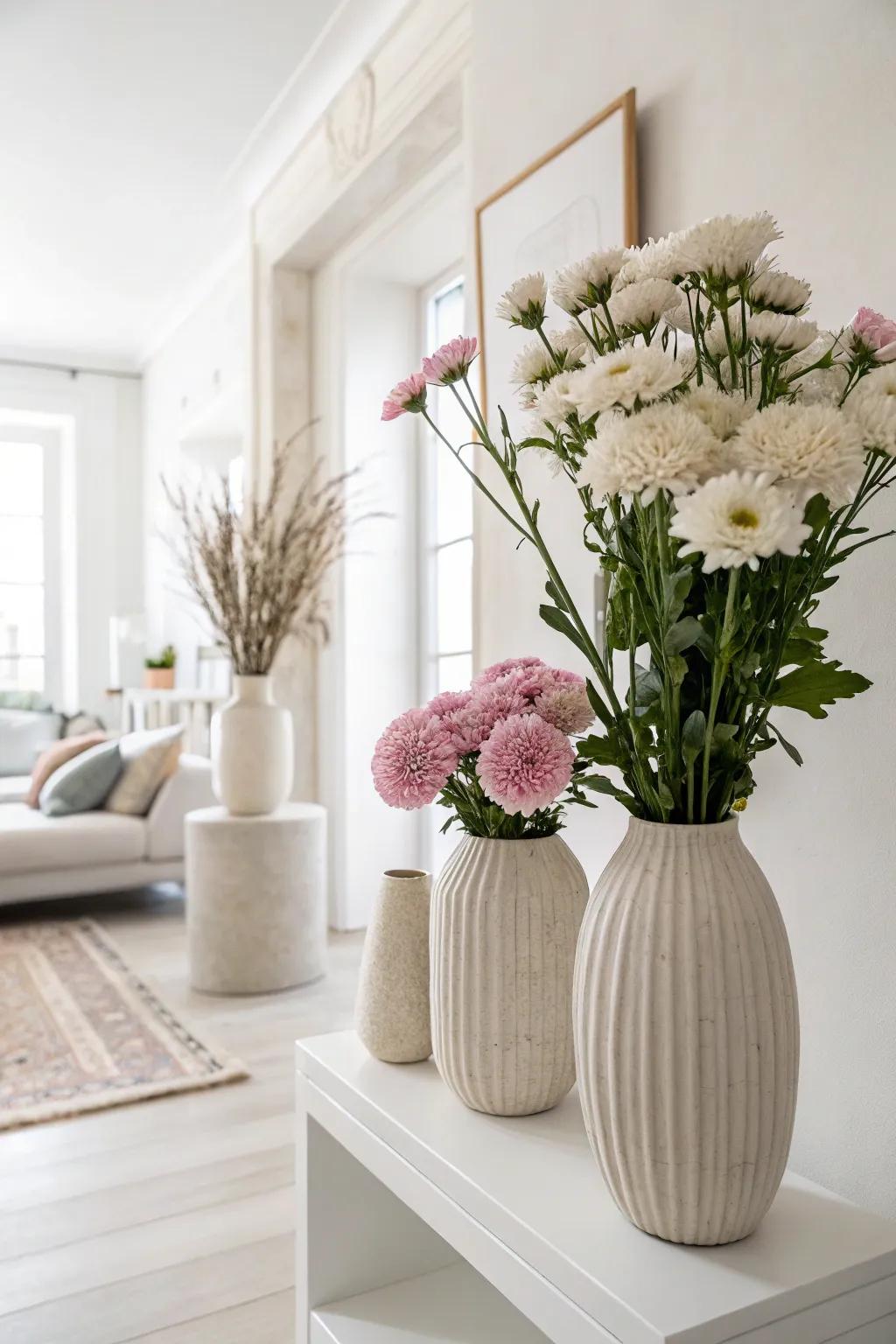 Simple formations enrich an understated interior.
