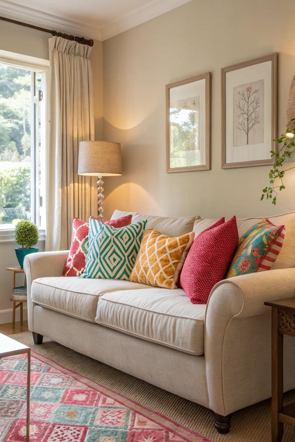A calming space with a touch of vibrant color.