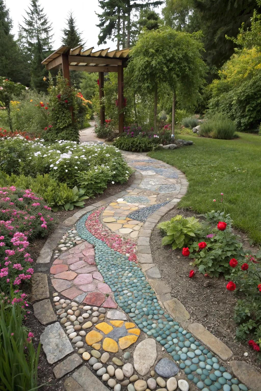 Craft a stunning mosaic pathway for your garden.