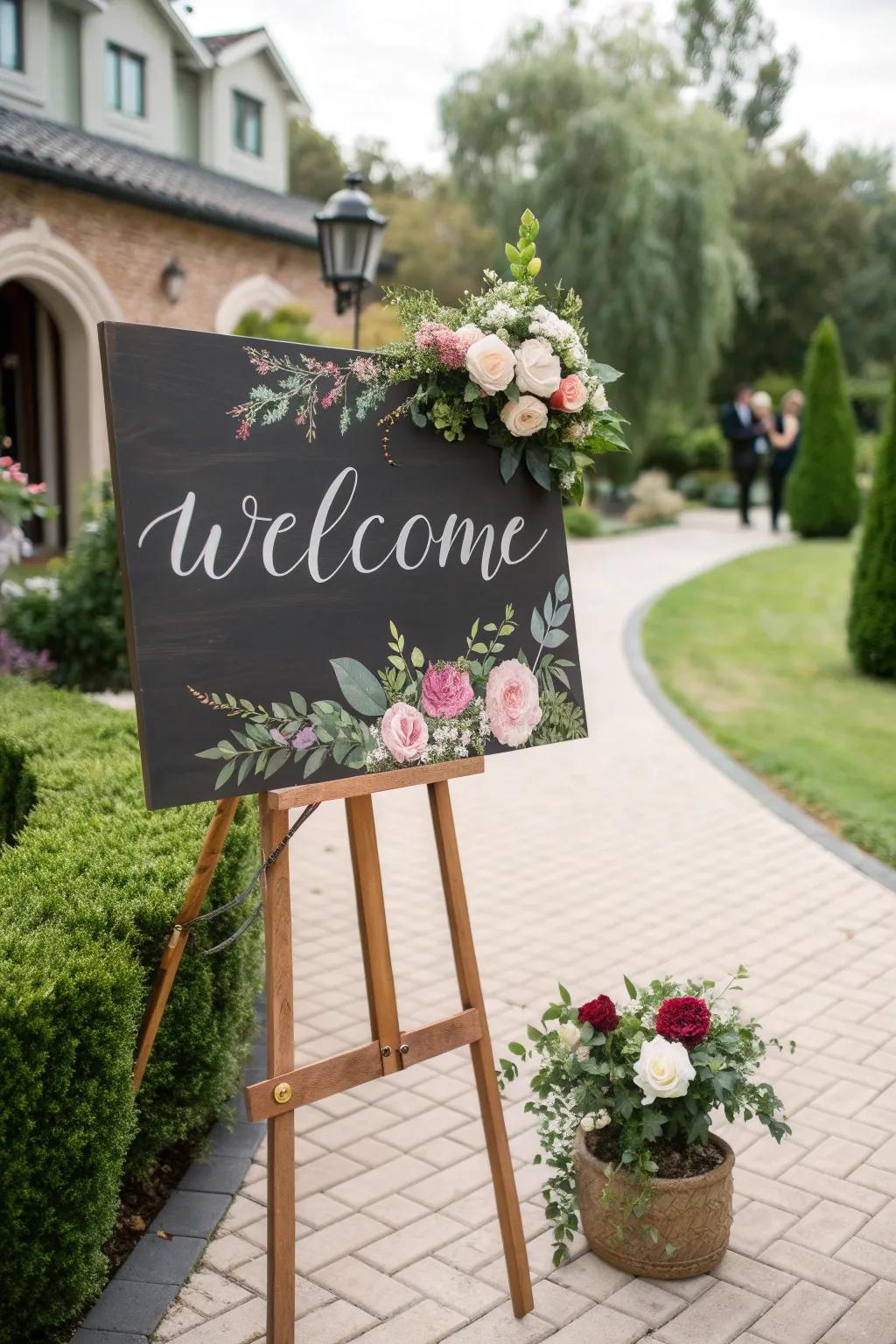 A charming welcoming display to greet housewarming guests