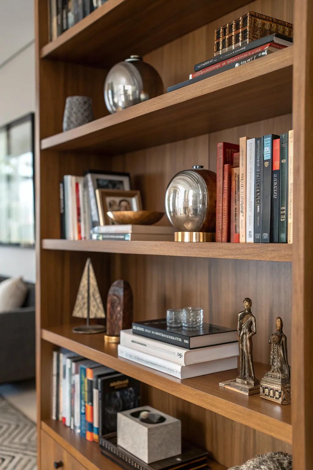 Bookshelf with integrated textures for additional dimension.