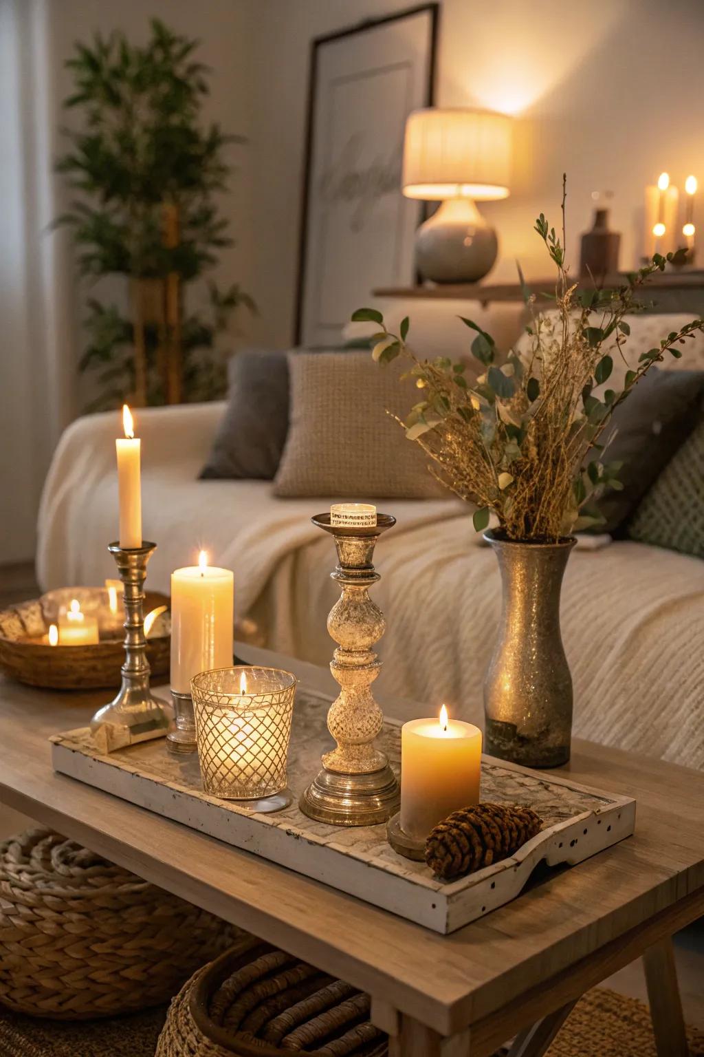 Candles generate a cozy and welcoming ambiance.