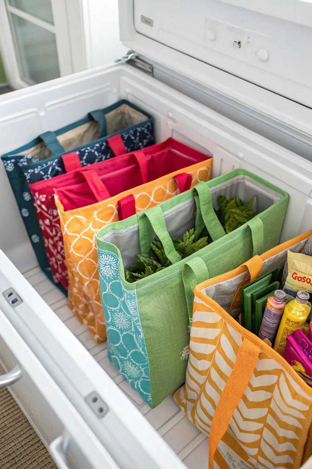 Reusable bags for flexible and easy access.