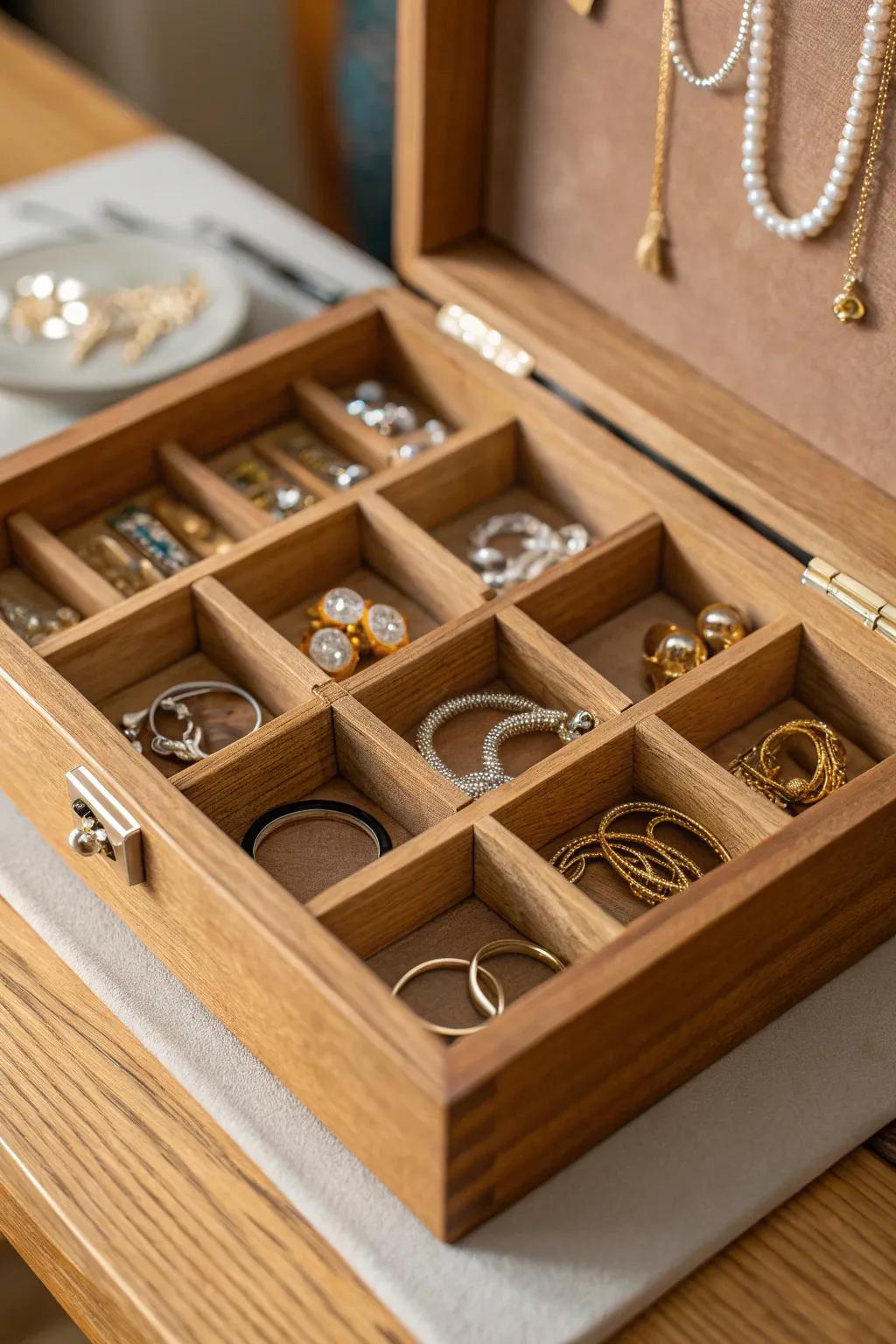 Keep your treasures arranged with compartmentalized boxes.