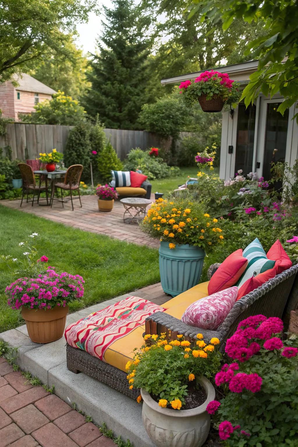 Colorful highlights inject vibrancy into your outdoor space.